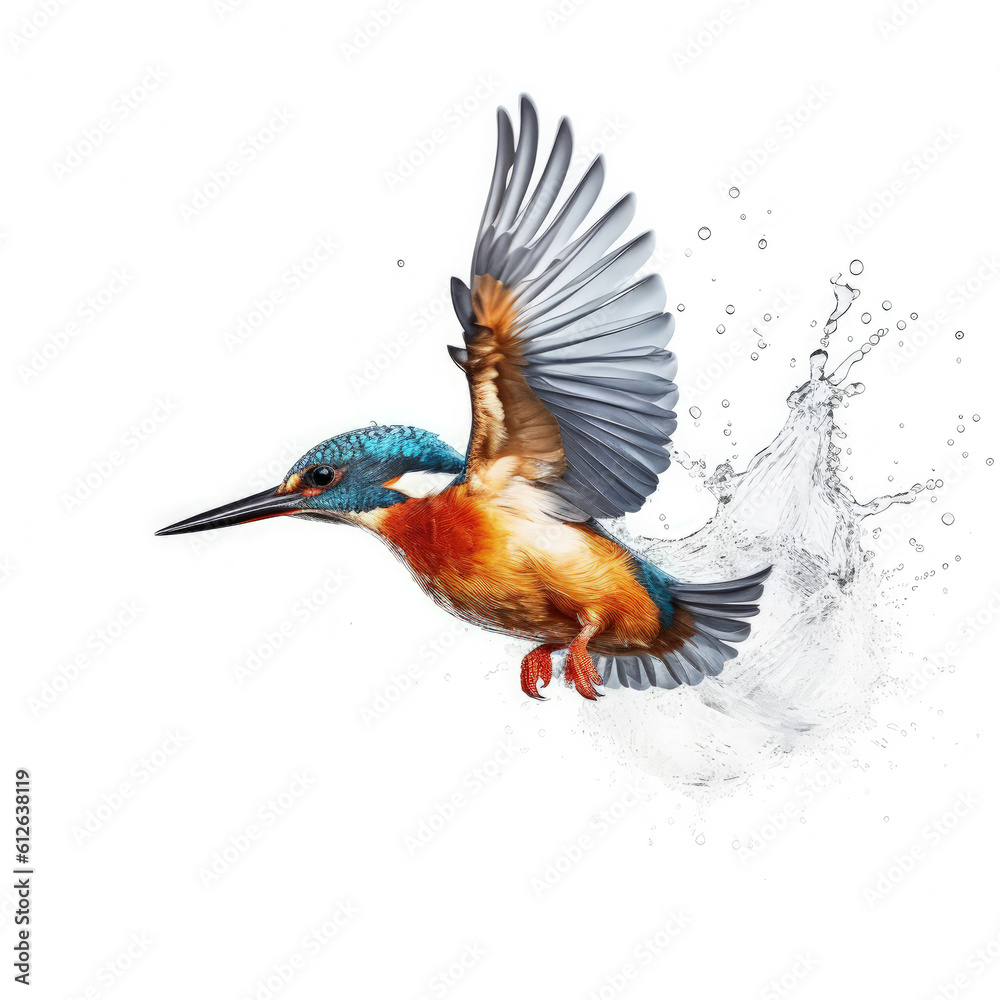 Kingfisher (Alcedo atthis) diving into water, mid-dive