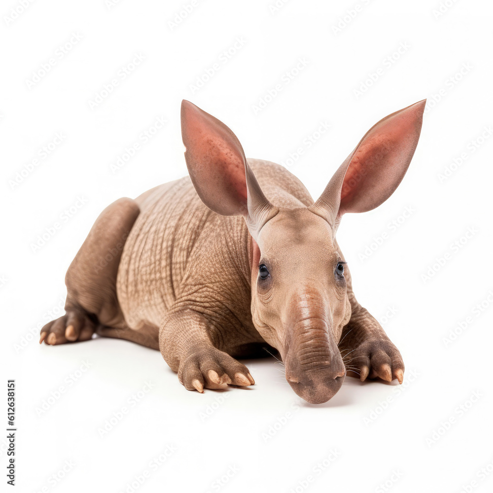 Aardvark (Orycteropus afer) lying down, looking at camera