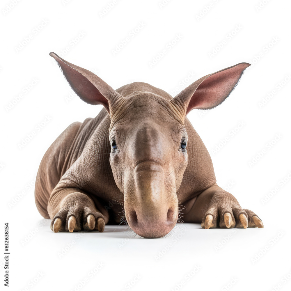 Aardvark (Orycteropus afer) lying down, looking at camera