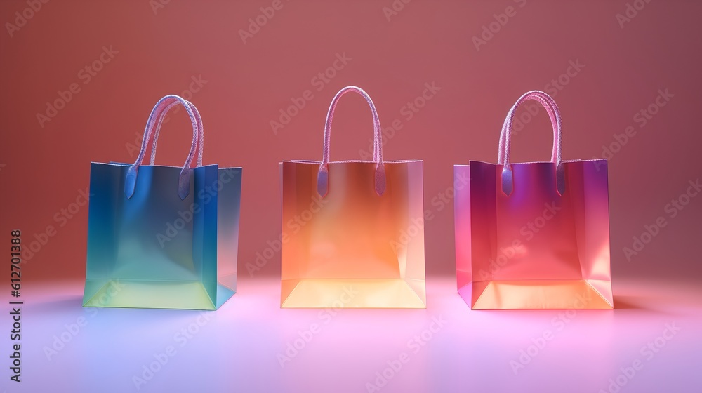 Shopping bags bathed in gradient light. The aesthetic allure of this image, combined with the symbol