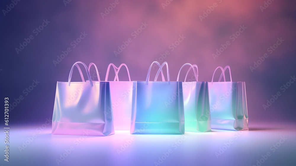 Shopping bags bathed in gradient light. The aesthetic allure of this image, combined with the symbol