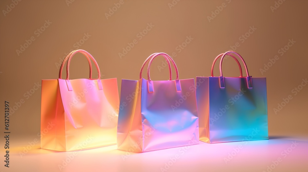 Shopping bags bathed in gradient light. The aesthetic allure of this image, combined with the symbol