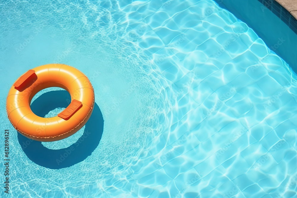 Summer concept - Swim ring in swimming pool