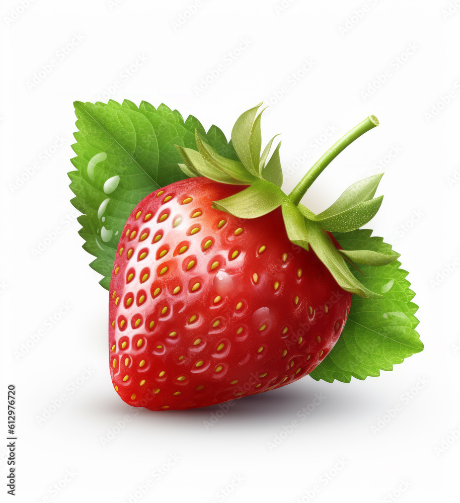 Strawberry berry isolated on white. Illustration AI Generative.