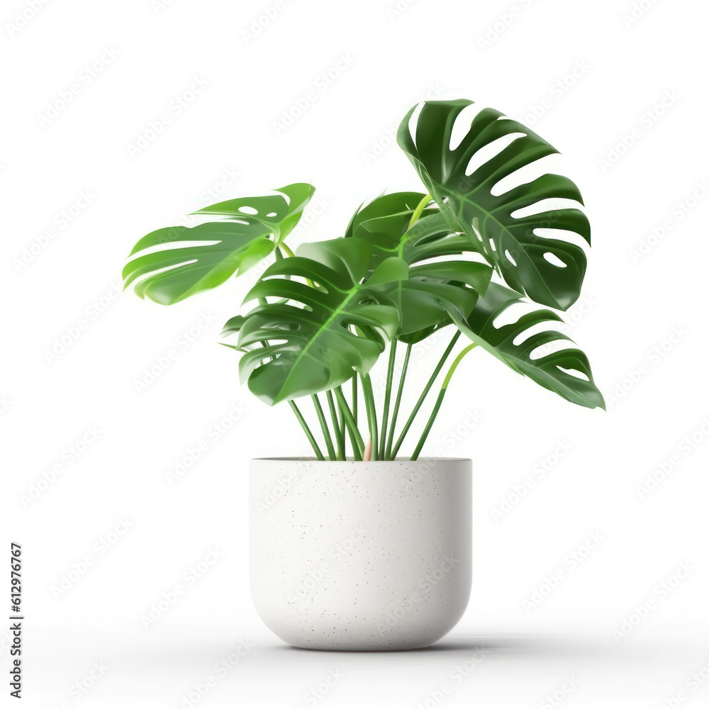 Monstera plant in ceramic pot. Illustration AI Generative.