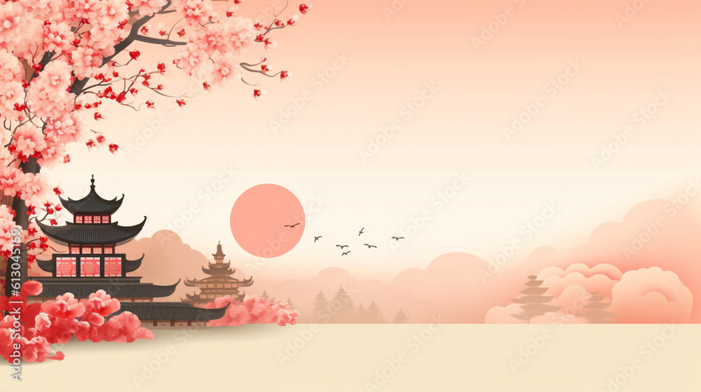 Qixi Festival, three-dimensional Chinese style minimalist booth background