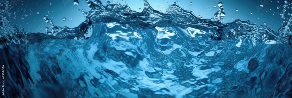 Fresh blue natural drink water wave. Generative AI