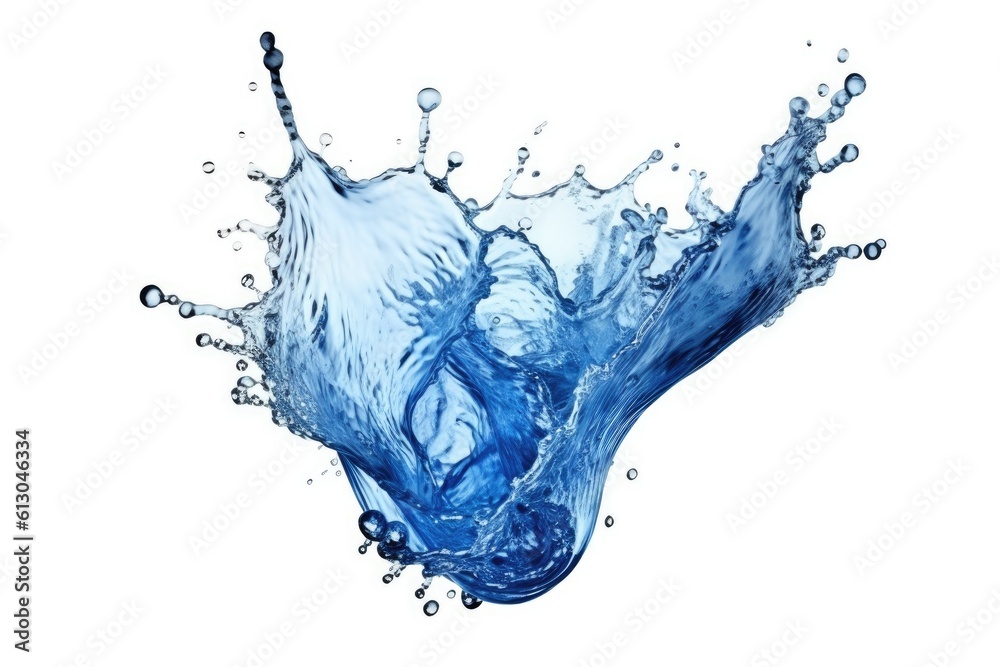 Ai. Blue water splash isolated on white background. Generative AI.