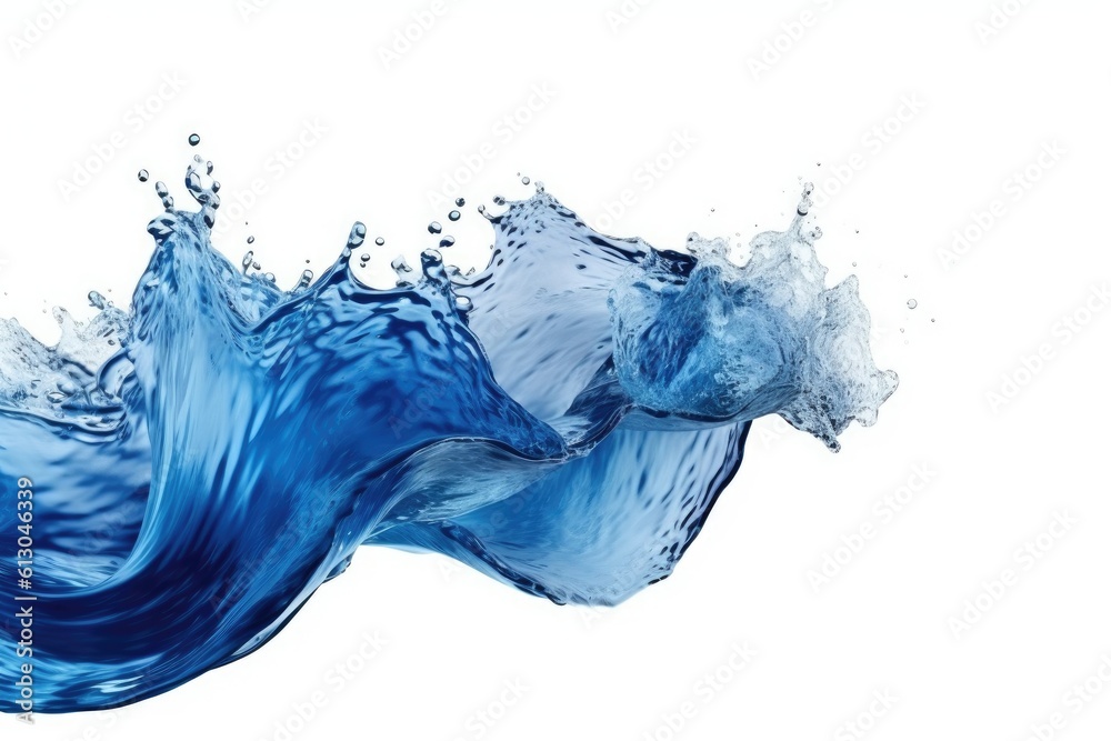 Ai. Blue water wave isolated on white background. Generative AI.