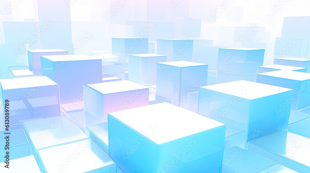 Abstract 3d cube background in blue and pink colors, digitally generated image