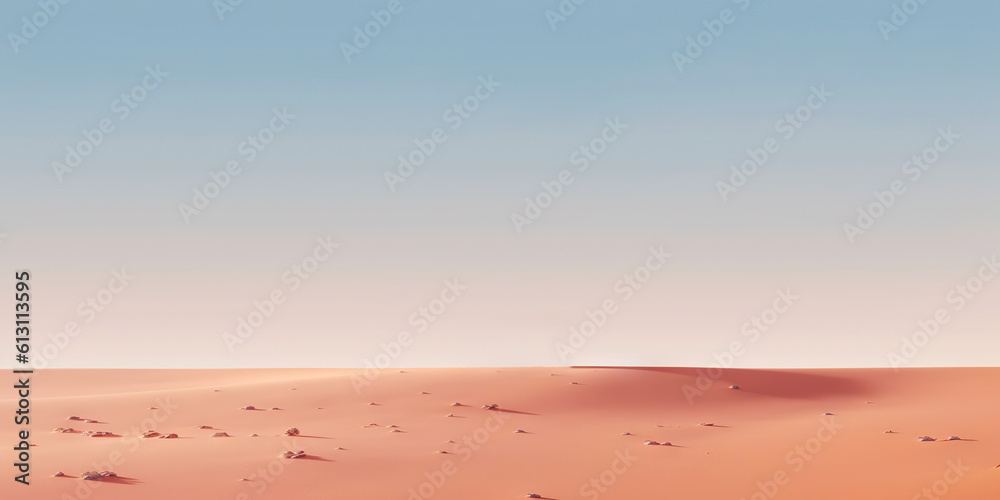 A minimalist sand dunes in the desert. Calm and tranquil landscape. Generative AI