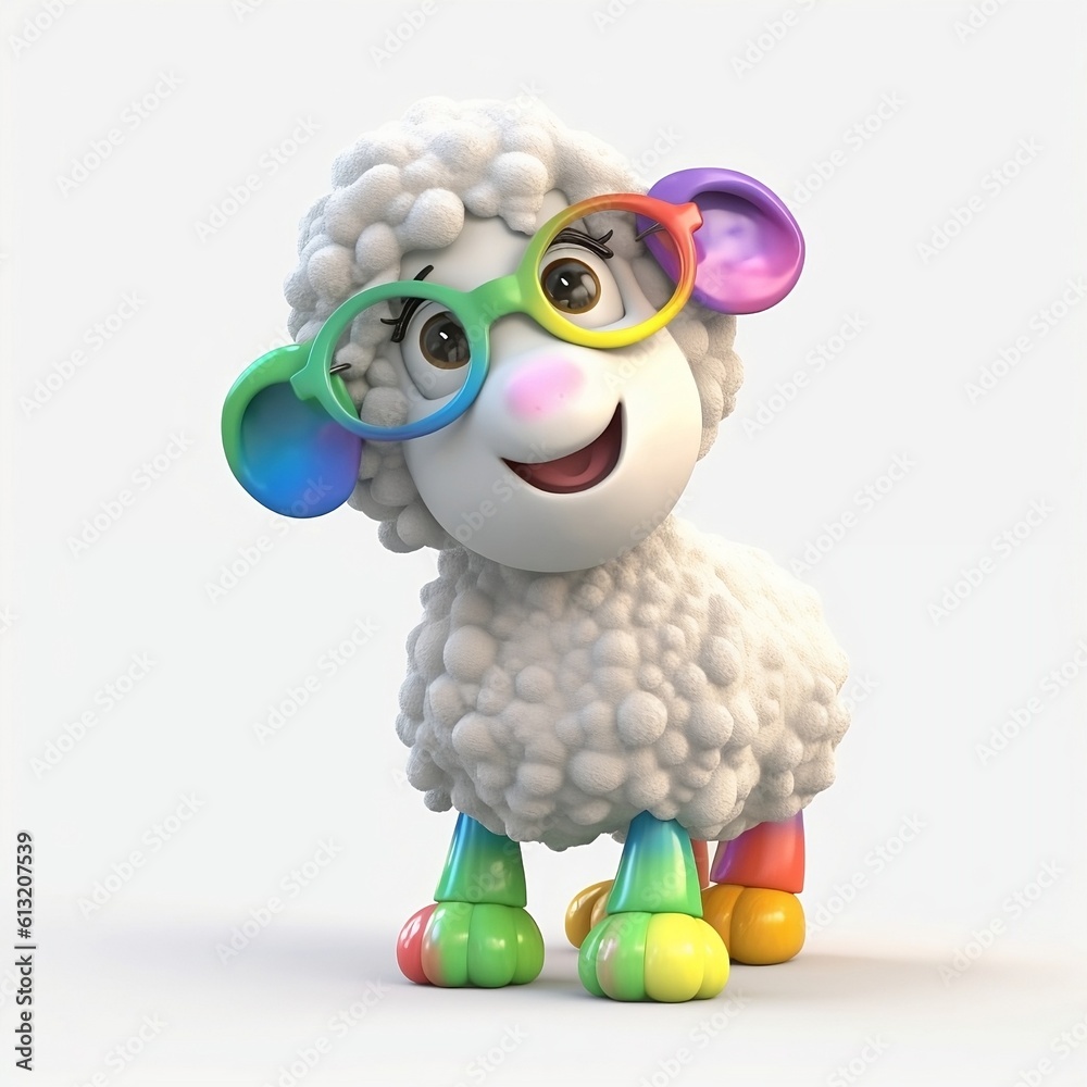 Cute  3D animals Cartoon colorful. generative ai.