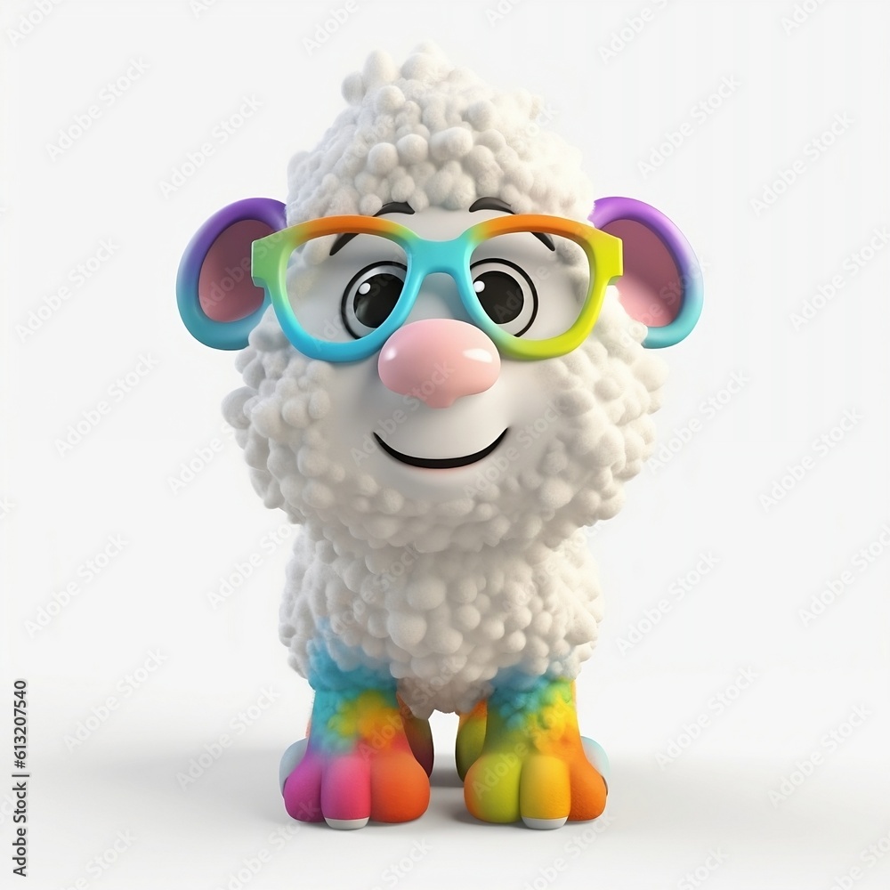 Cute 3D animals Cartoon colorful  generative ai.