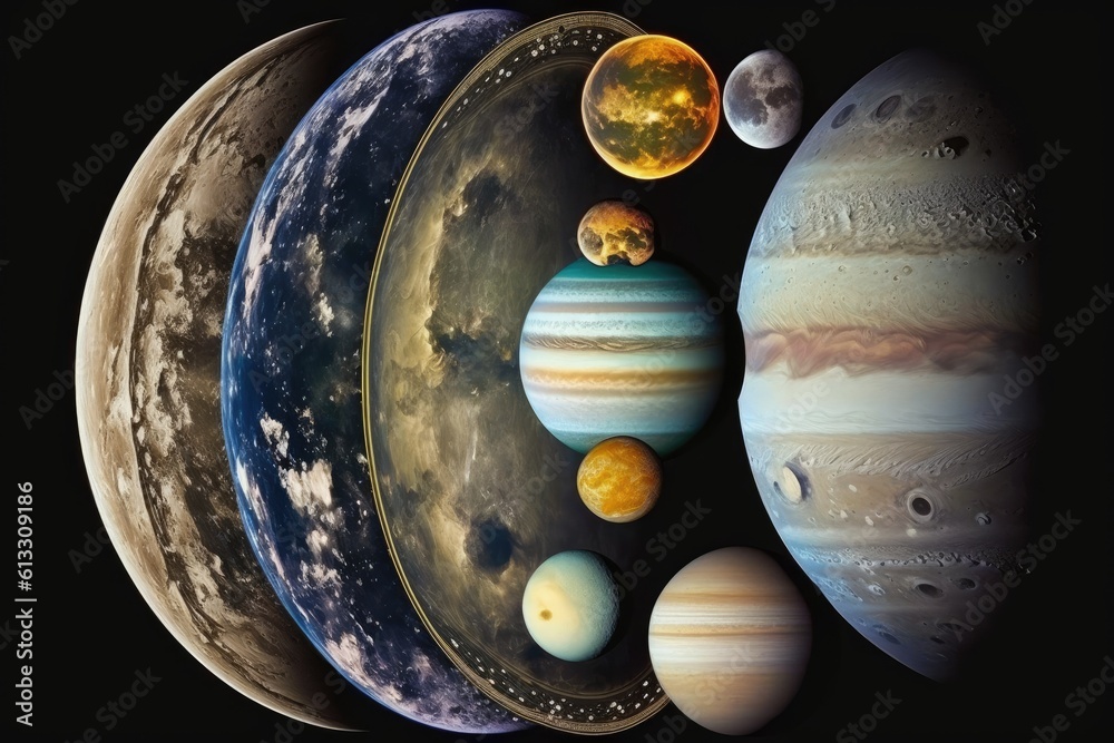 the solar system including all eight planets and the sun. Generative AI