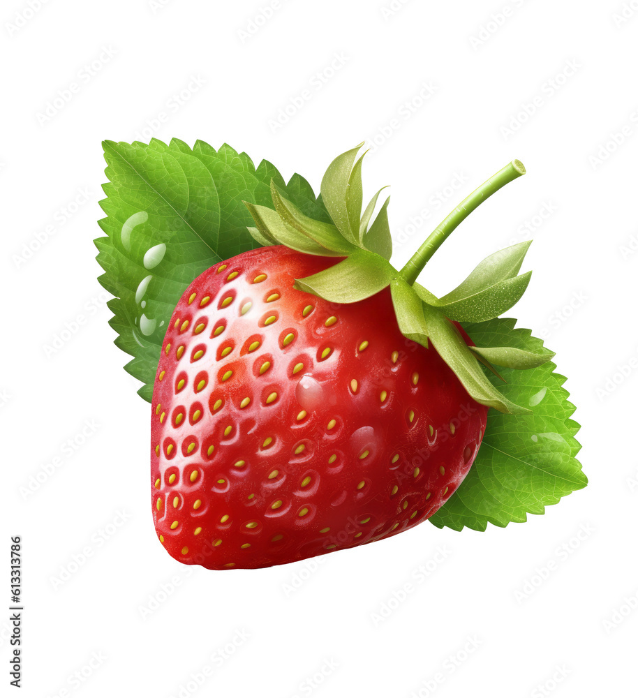 Strawberry berry isolated on white. Illustration AI Generative.