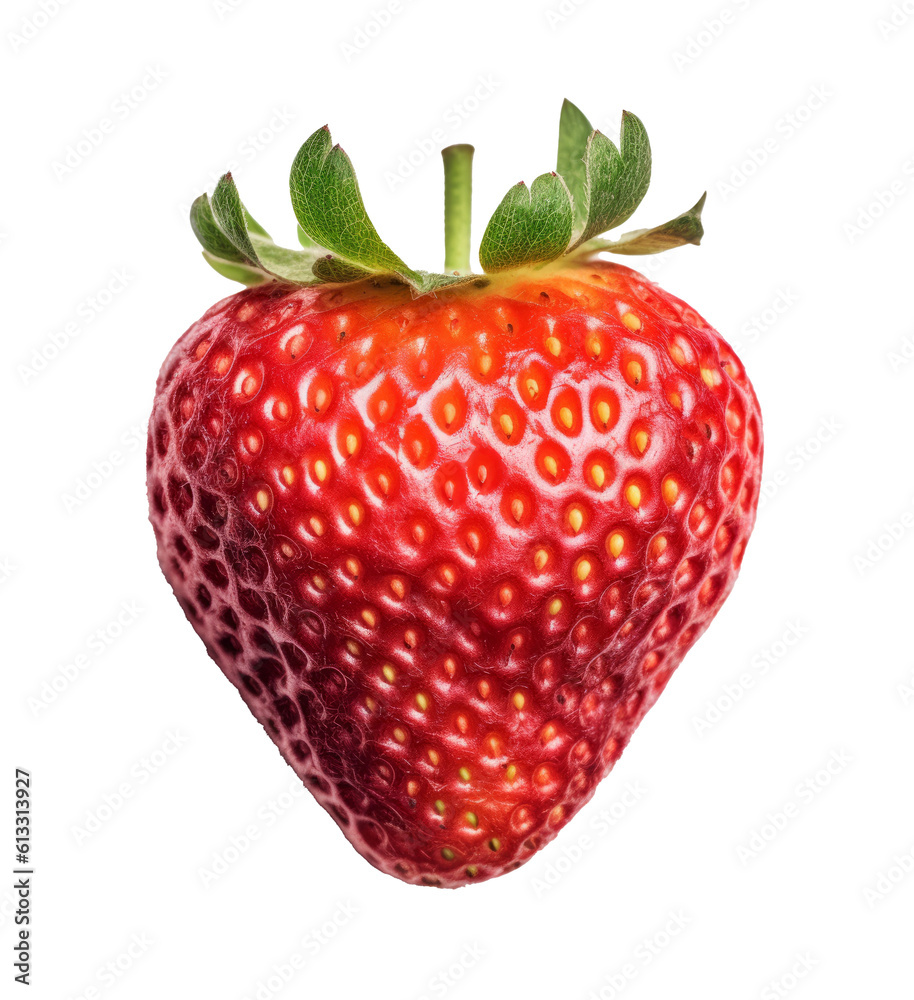 Strawberry berry isolated on white. Illustration AI Generative.