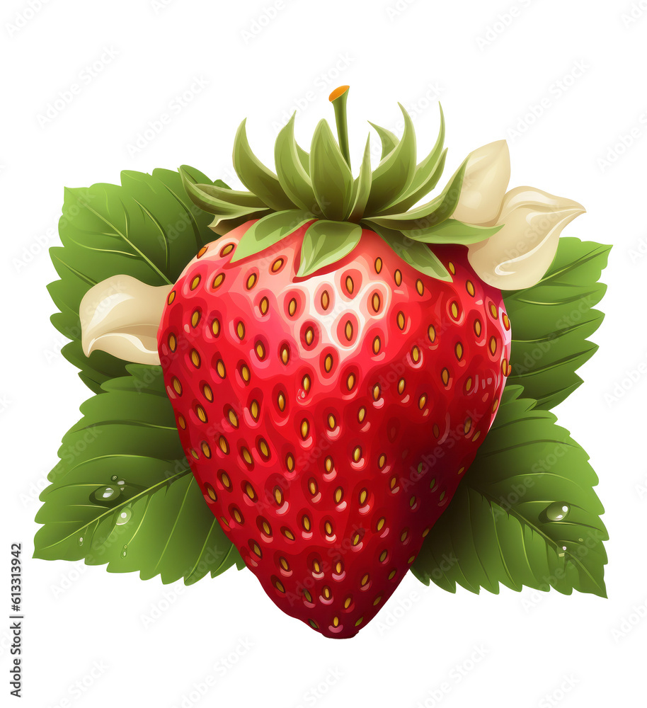 Strawberry berry isolated on white. Illustration AI Generative.