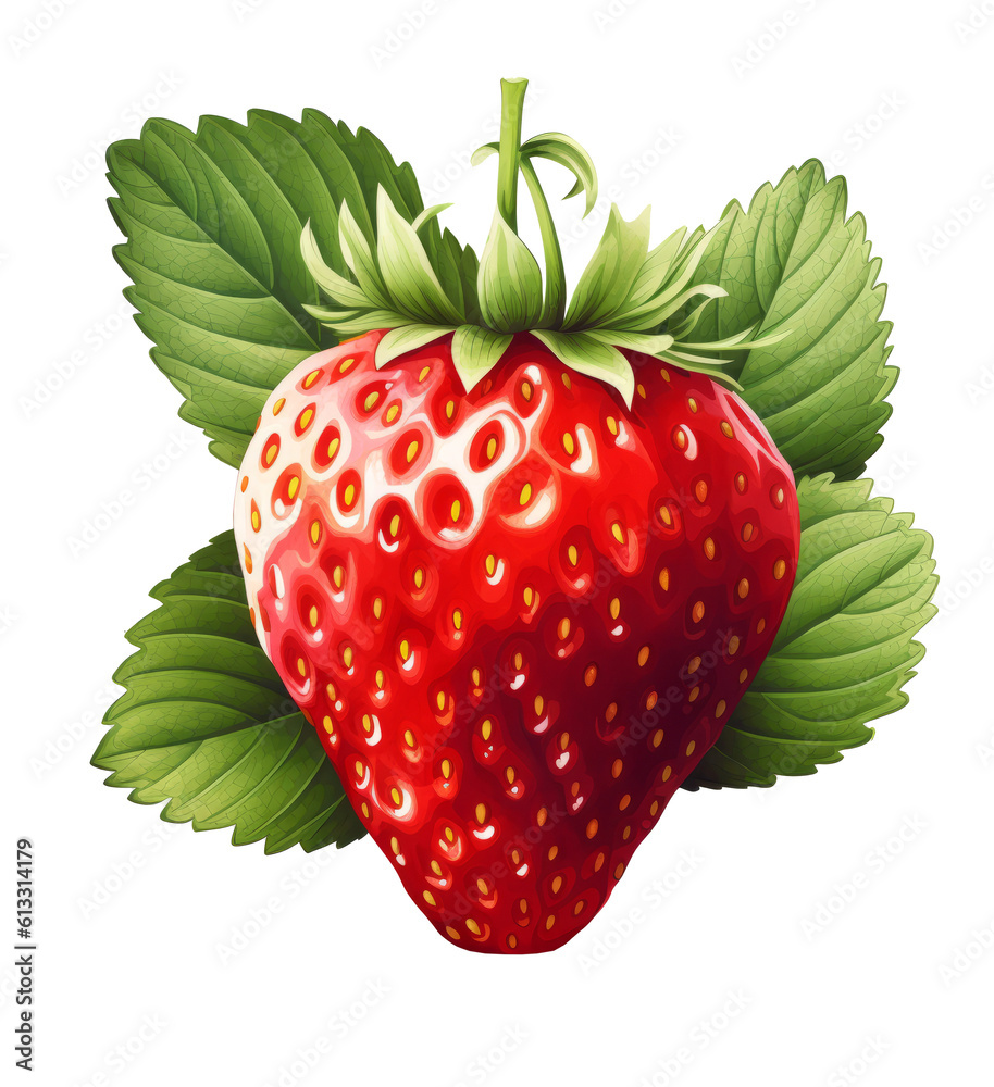 Strawberry berry isolated on white. Illustration AI Generative.