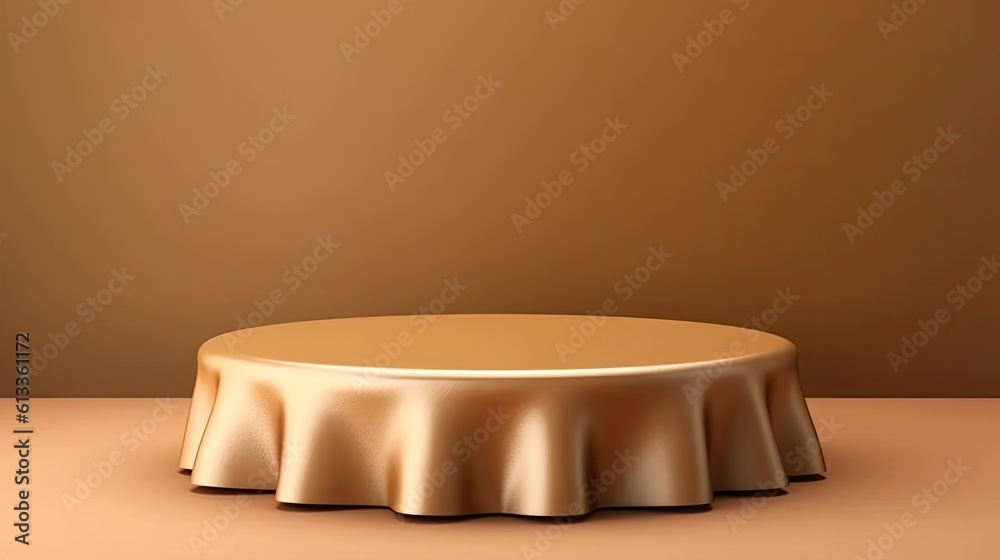 Empty podium or Round pedestal decorated with satin fabric for awarding or displaying products. Gene