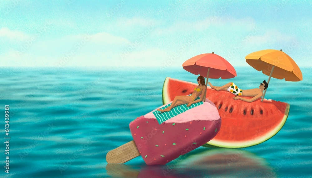 Summer time with the sea. Concept idea art of travel.