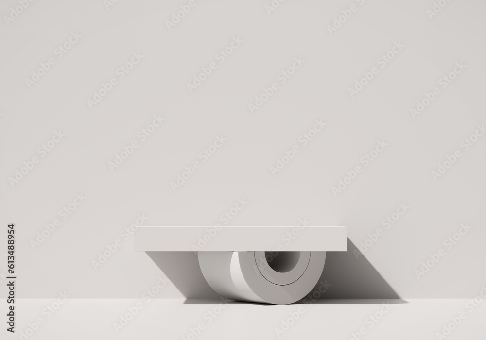 Abstract Minimal Modern White Podium Platform For Product Display Showcase 3D Rendering