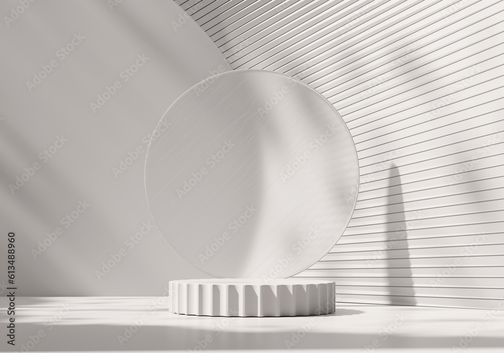 Abstract Minimal Modern White Podium Platform For Product Display Showcase 3D Rendering