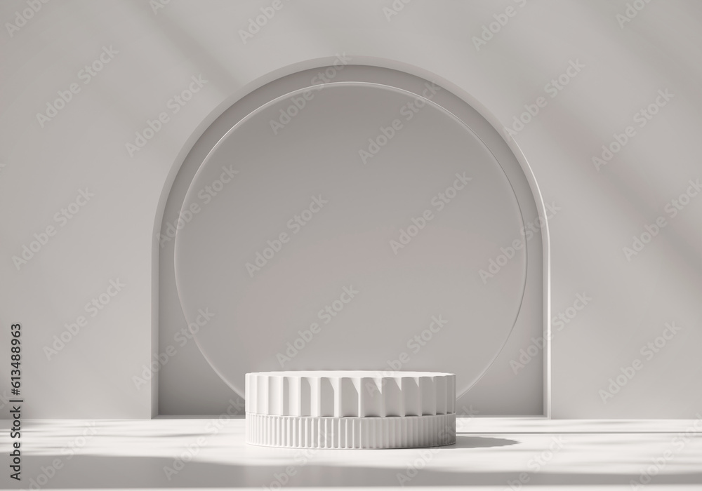 Abstract Minimal Modern White Podium Platform For Product Display Showcase 3D Rendering