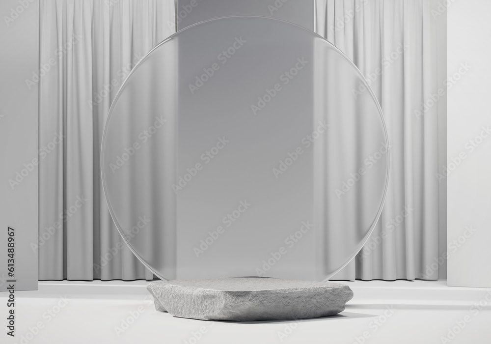 Abstract Minimal Modern White Podium Platform For Product Display Showcase 3D Rendering