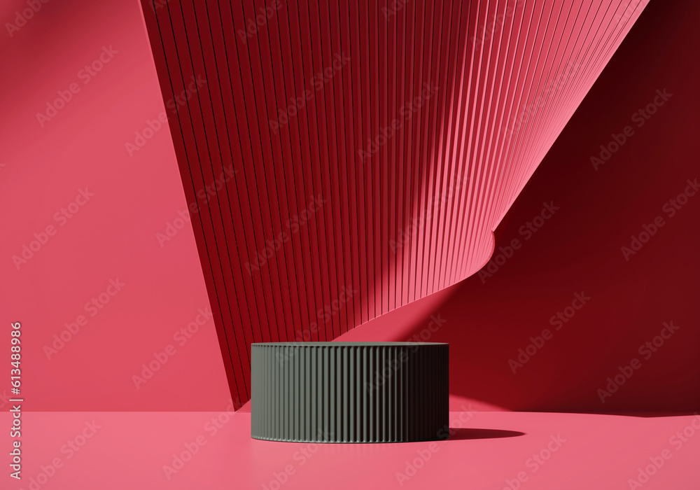 3D rendering abstract red platform podium product presentation background