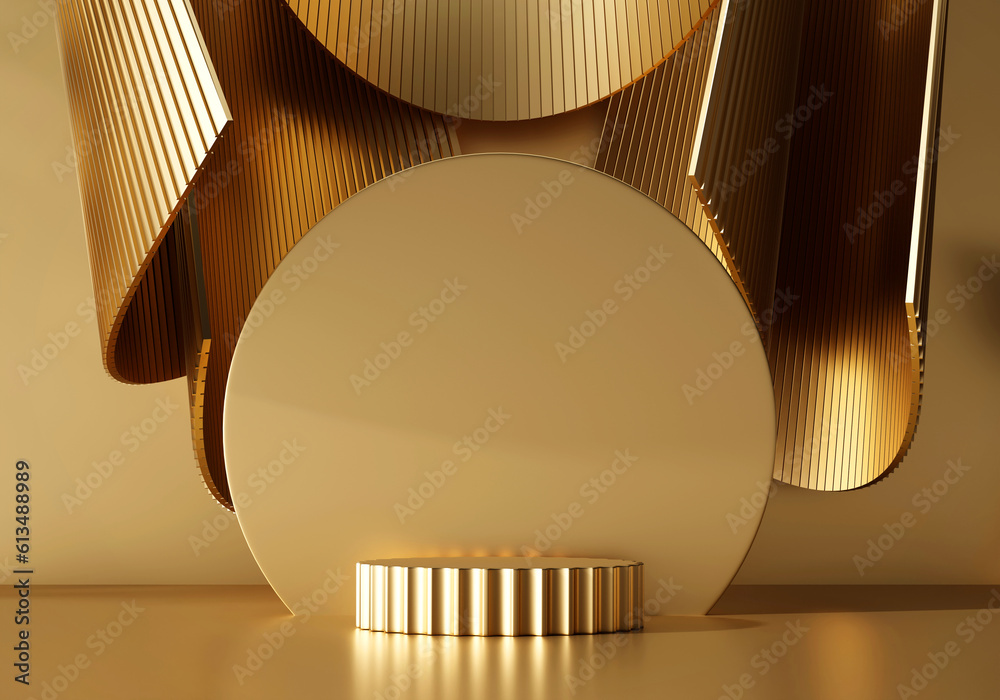 3D rendering abstract luxury gold platform podium product presentation backdrop