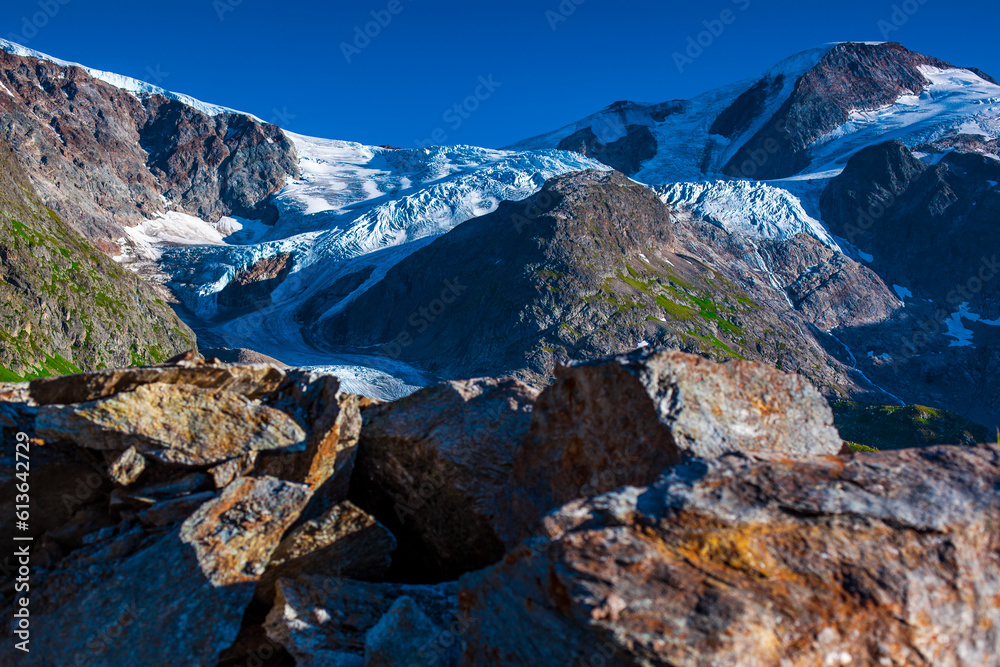 Swiss Alps mountains summer landscape with glacier