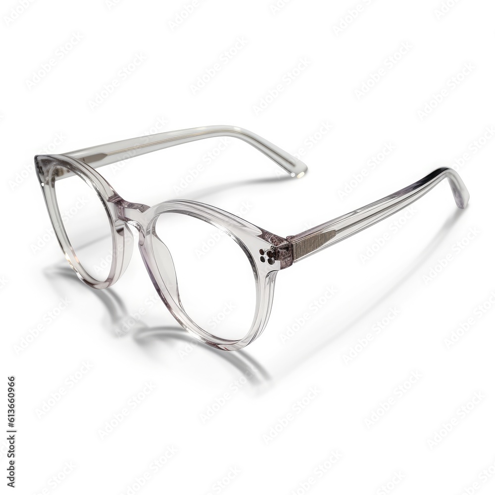 Black plastic eyeglasses frames with clear lens isolated on white background, Trendy optical frame.