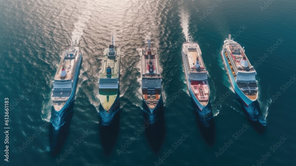 Cruise Ship, Cruise Liners beautiful white cruise ship above luxury cruise in the ocean sea, Concept