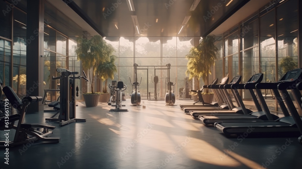 Modern gym, Interior of new modern gym with equipment.