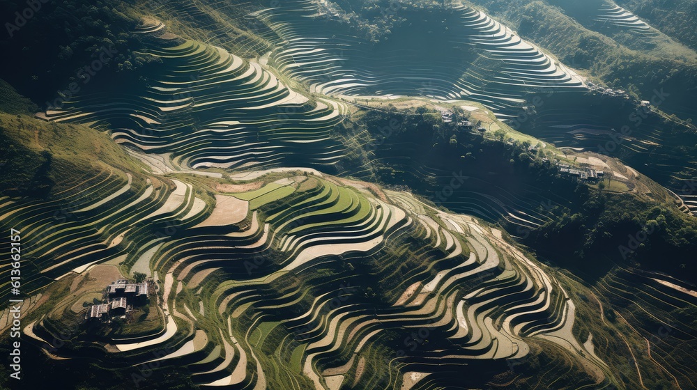 Rice terrace rice field in Mu Cang Chai, Vietnam