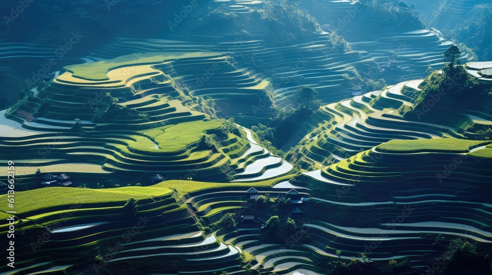 Landscape of rice terraces at Mugang Chai, Vietnam.