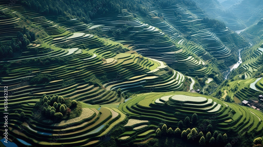 Landscape of rice terraces at Mugang Chai, Vietnam.