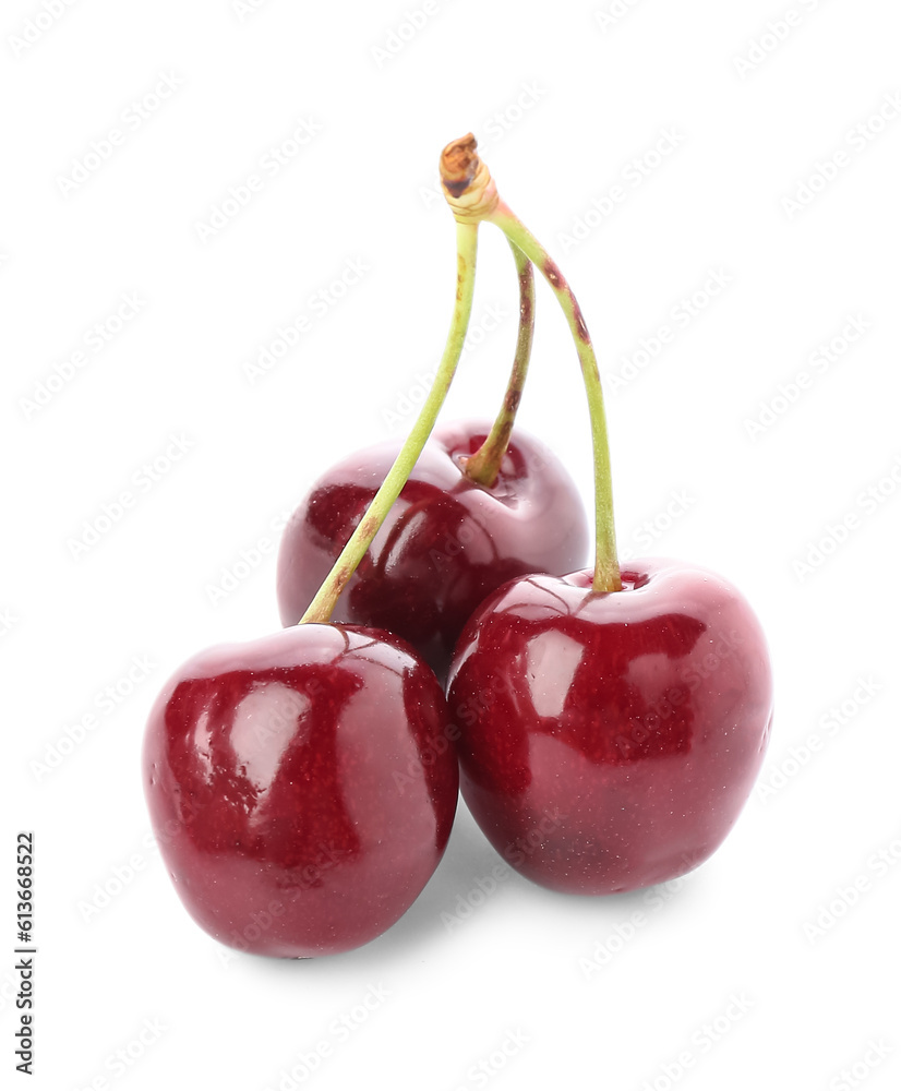 Sweet cherries on white background