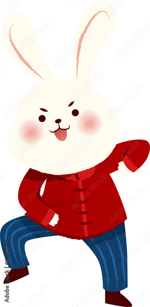 Rabbit in Red Folk Outfit