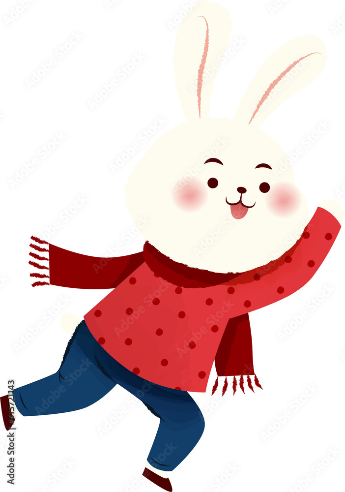 Rabbit in Winter Outfit