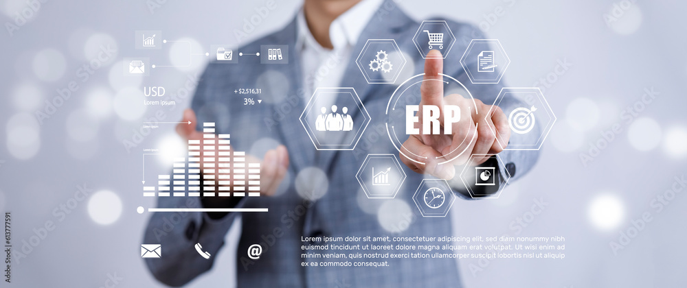 Enterprise Resource Planning ERP Corporate Company Management Business Internet Technology Concept, 