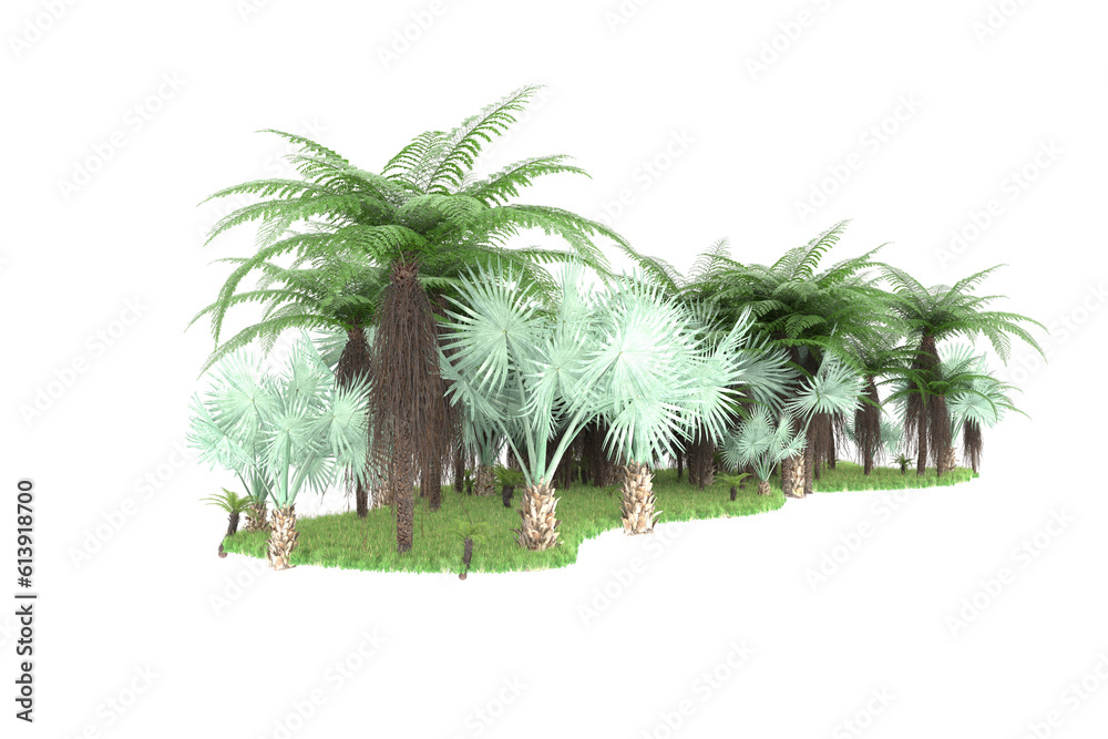 Tropical island on transparent background. 3d rendering - illustration