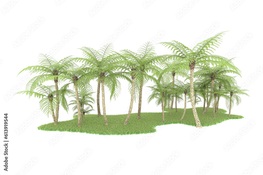 Tropical island on transparent background. 3d rendering - illustration