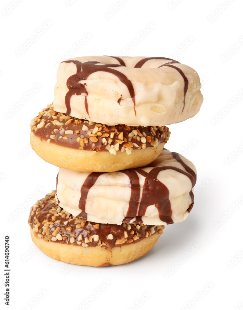 Sweet donuts on white background