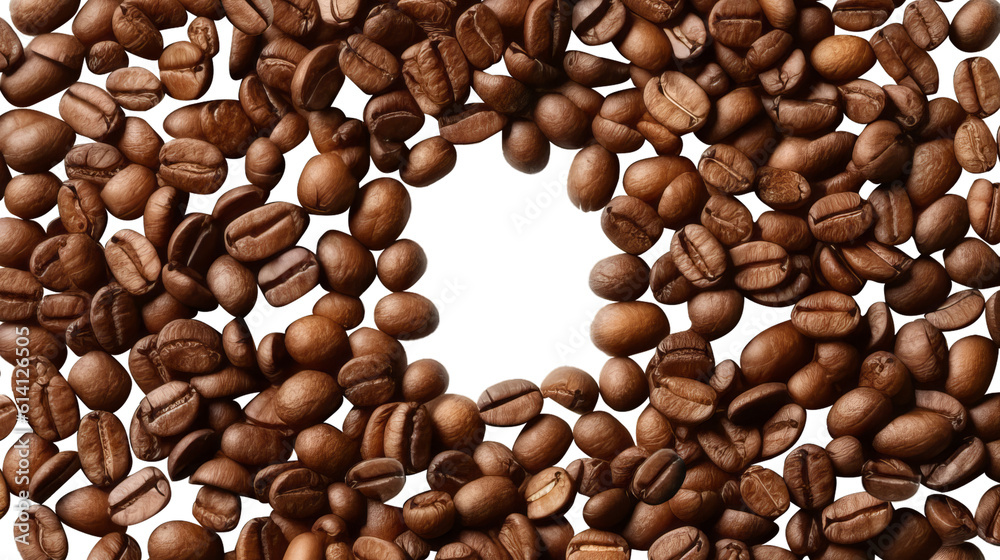 coffee beans frame isolated on transparent background cutout , generative ai