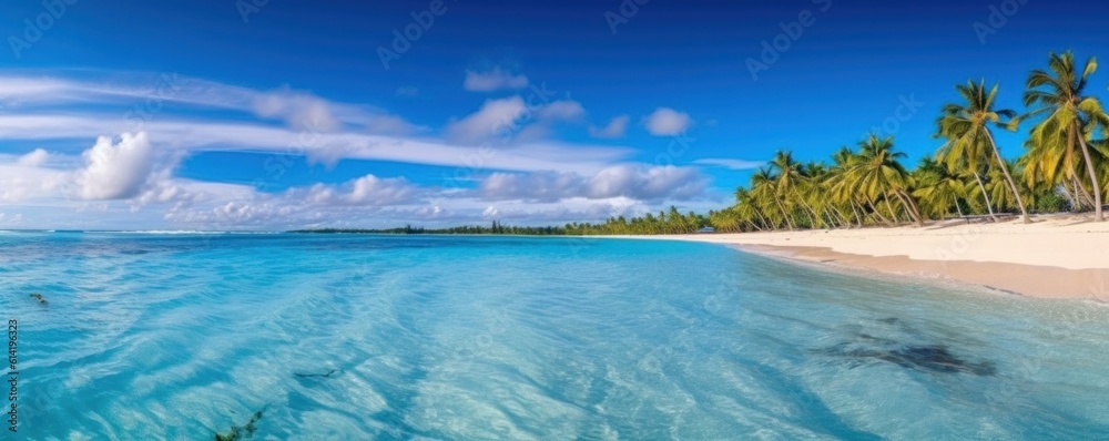 Paradise beach natural background. Illustration AI Generative.