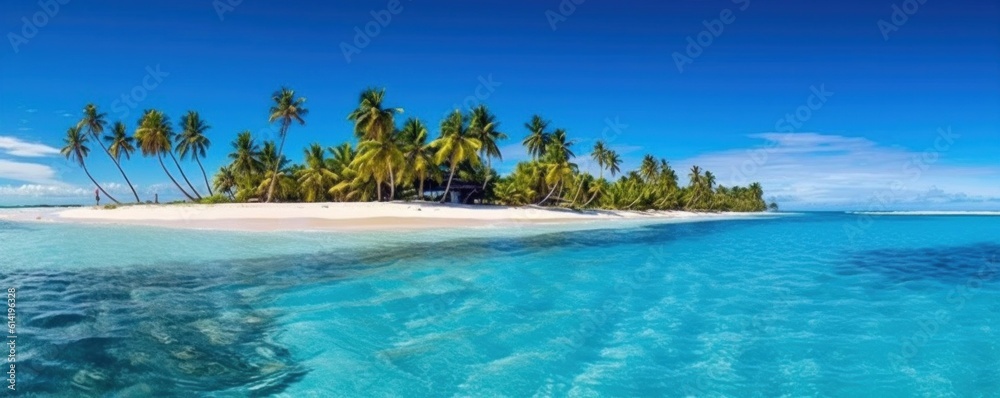 Paradise beach natural background. Illustration AI Generative.