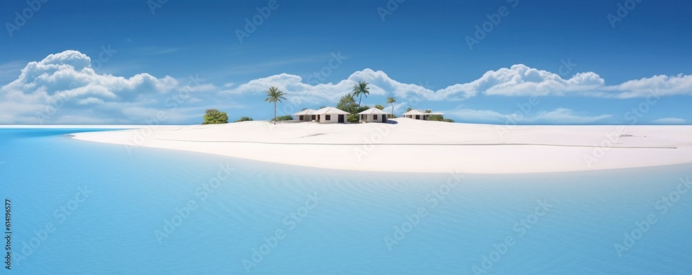 Paradise beach natural background. Illustration Generative AI.