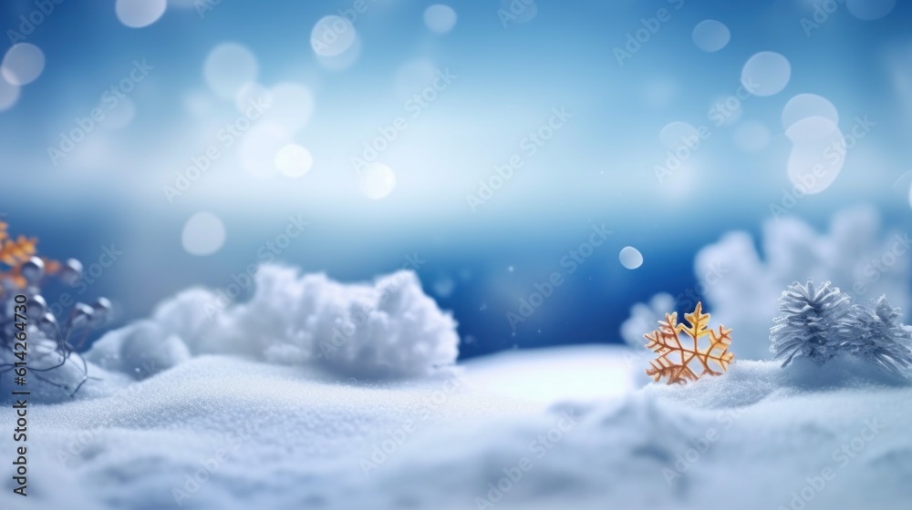 Beautiful winter snow background. Illustration AI Generative.