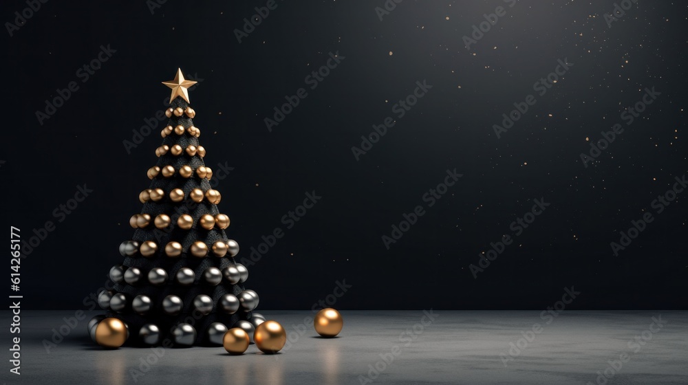 Minimalist background with Christmas tree. Illustration AI Generative